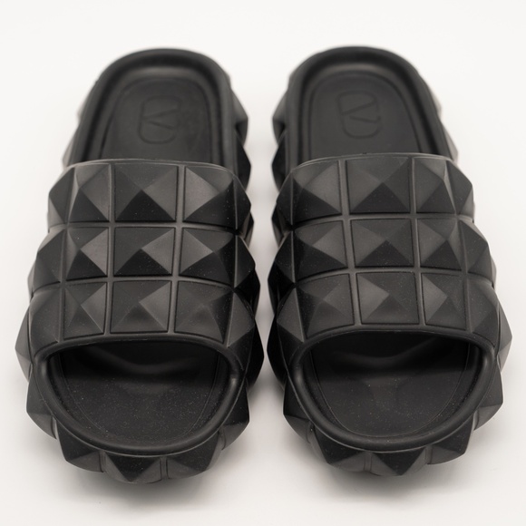 size 42 eu 9 us Valentino Garavani Roman Stud Turtle Black Rubber Slide Sandals main image 11